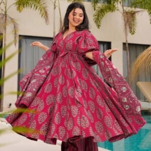 Mulmul Cotton Palazzo Suit With Vibrant Digital Prints