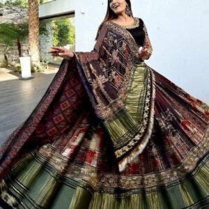 Multi Color Butter Silk Navratri Lehenga Choli