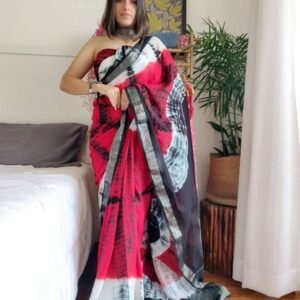 Multi Color Fancy Shibori Saree With Blouse