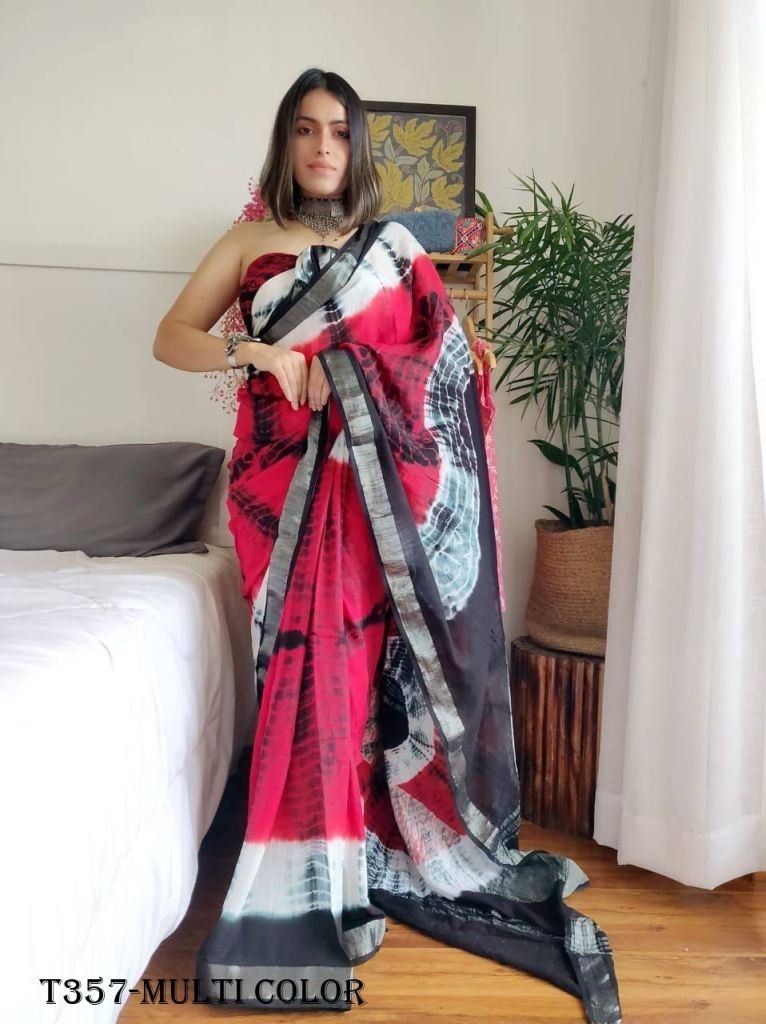 multi color fancy shibori sare 1725012164 Multi Color Fancy Shibori Saree With Blouse