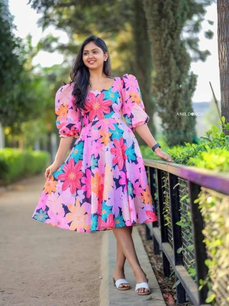 multi color floral print midi 1715595584 Multi Color Floral Print Midi One Piece Dress