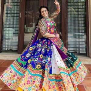 Multi Color Muslin Cotton Lehenga Choli With Mirror Work