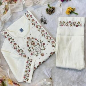 Muslin and Viscose White Kurti Pant With Dupatta