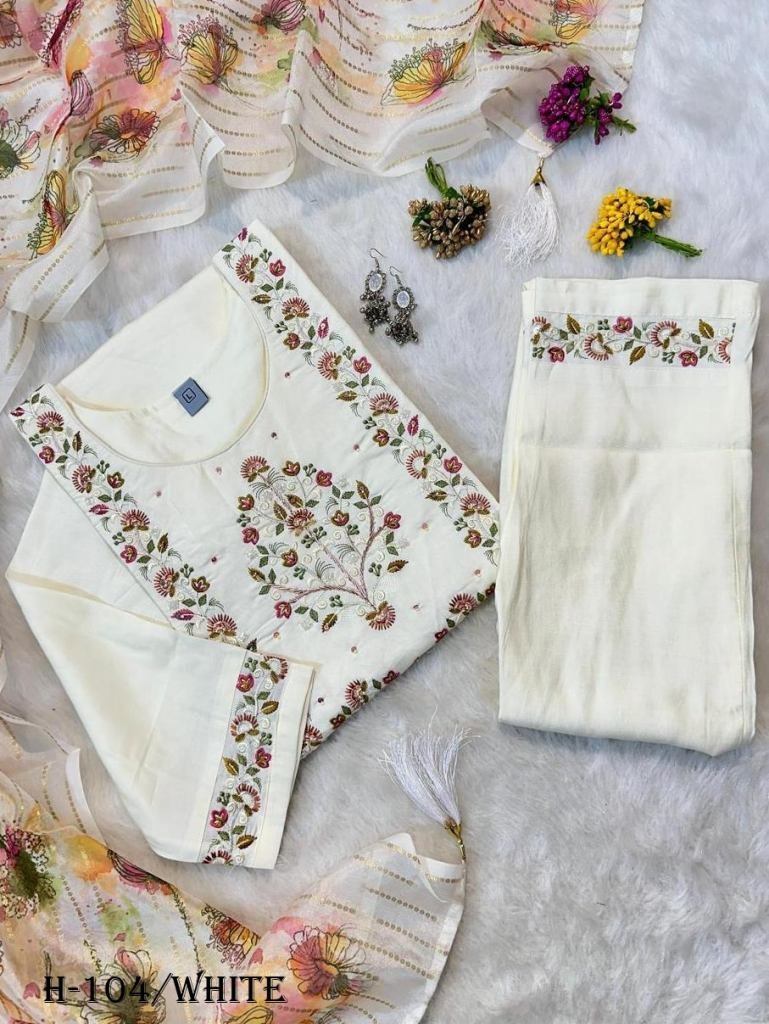 muslin and viscose white kurti 1725267057 Muslin and Viscose White Kurti Pant With Dupatta
