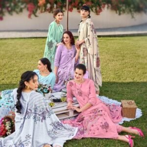 Muslin Cotton Kurti Bottom Set Digital Applique Catalog From Isavasyam Corporation