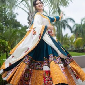 Muslin Cotton Semi Stitched Blue Navratri Choli