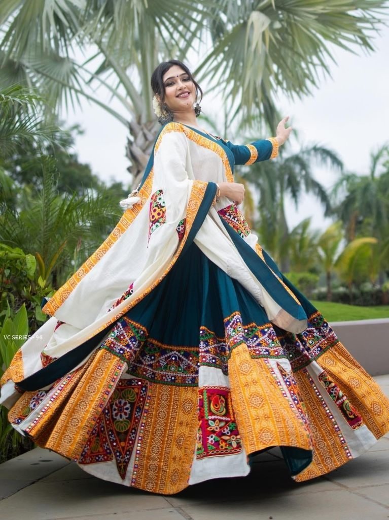 muslin cotton semi stitched bl 1717230996 Muslin Cotton Semi Stitched Blue Navratri Choli