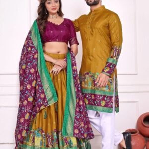 Mustard Wine Patola Print Couple Set
