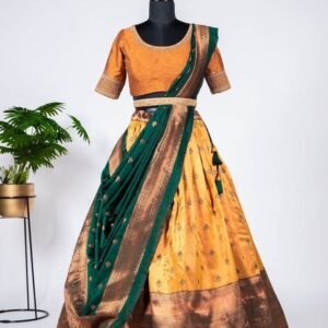 Muster Pattu Stitch Jacquard Silk Lehenga Choli
