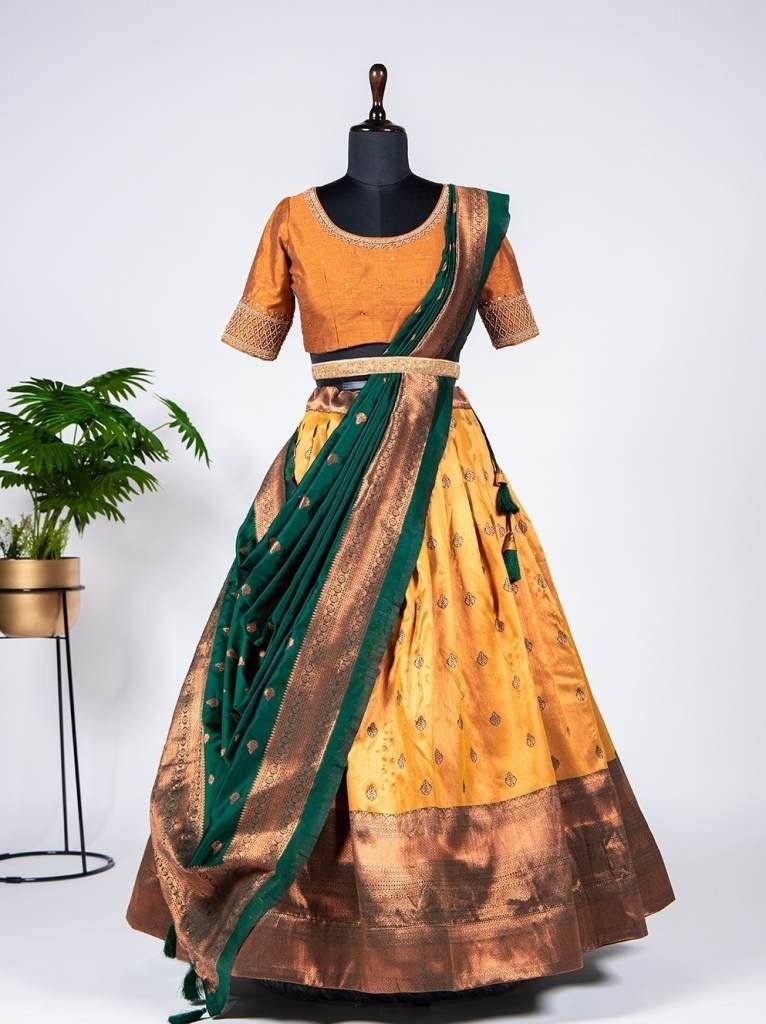 muster pattu stitch jacquard s 1713412897 Muster Pattu Stitch Jacquard Silk Lehenga Choli