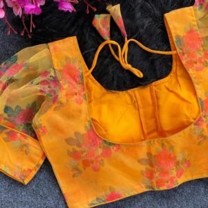 Muster Sobha Flower Printed Organza Readymade Blouse