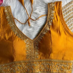 Musterd Embroidery Work Bridal Blouse With Inside Sleeve