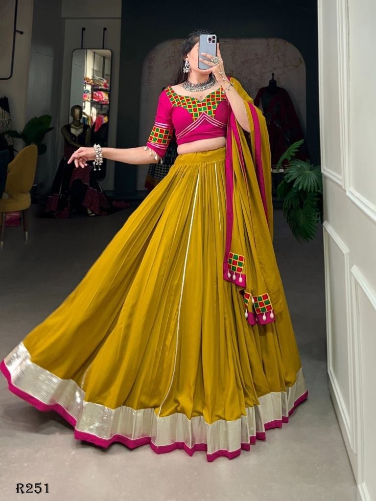 musterd pure rayon navratri le 1724922939 Musterd Pure Rayon Navratri Lehenga Choli With Lace Borders