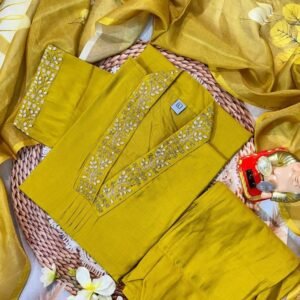 Musterd Superb Hand Work Pure Muslin Kurti Set