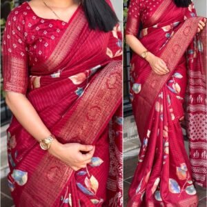 Nalini Designer hand printed zari weaving checks Cotton Silk zari jacquard saree