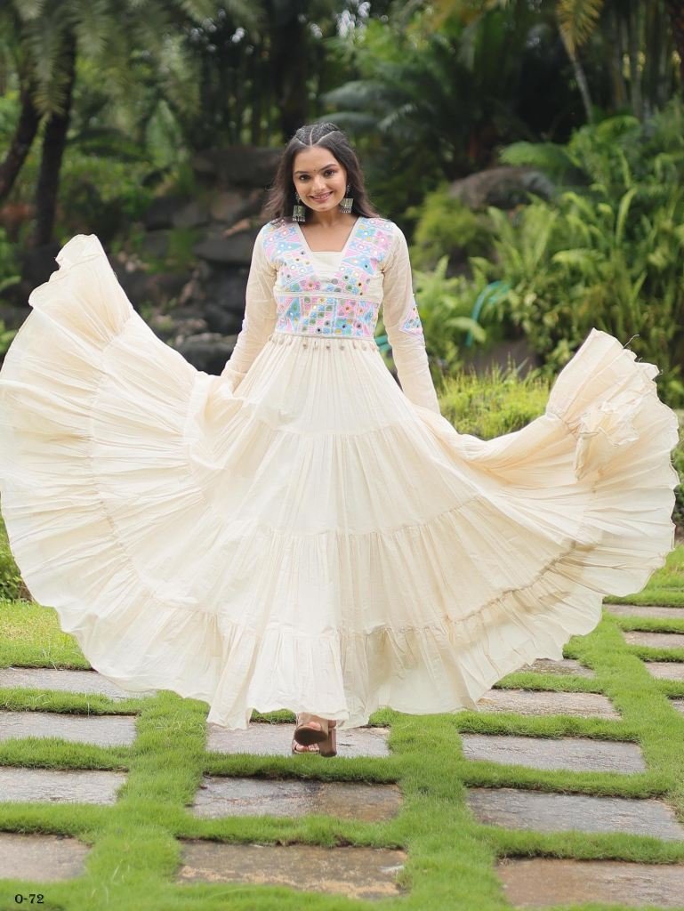 navaratri special kora cotton 1724330092 Navaratri Special Kora Cotton White Gown