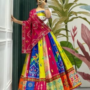 Navratri Multi Colour Lehenga Choli With Elegent Mirror Work
