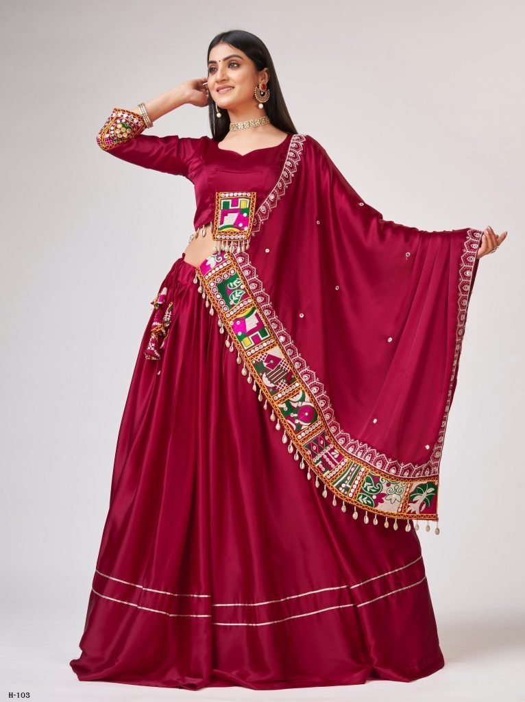 navratri silk rani lehenga cho 1725265922 Navratri Silk Rani Lehenga Choli With Gamthi Work