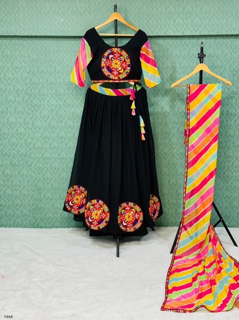 navratri special black georget 1721373452 Navratri Special Black Georgette Lehenga Choli With Gamthi Work