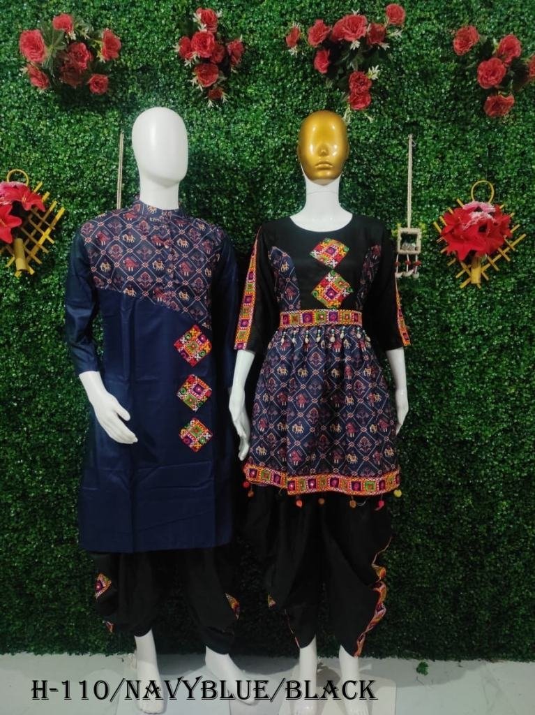 navratri special couple men ku 1725352863 Navratri Combo NavyBlue Men Kurta and Kediya With Dhoti