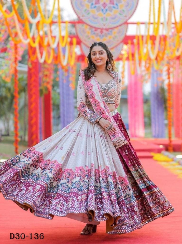 navratri special digital print 1718096028 Navratri Special Digital Print Muslin Cotton Lehenga Choli