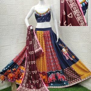 Navratri Special Multi Color Muslin Cotton Lehenga Choli