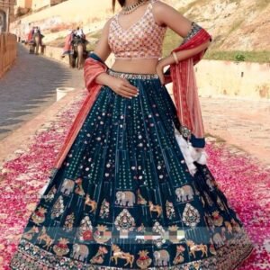 Navratri Special Navy Blue Georgette Multi Needle Work Lehenga