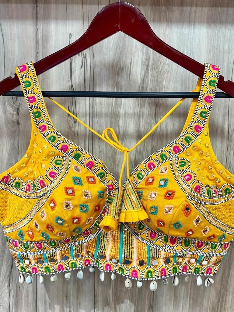 navratri special traditional s 1712750276 Navratri Special Traditional Sleeves less Blouse with Kaudi lace