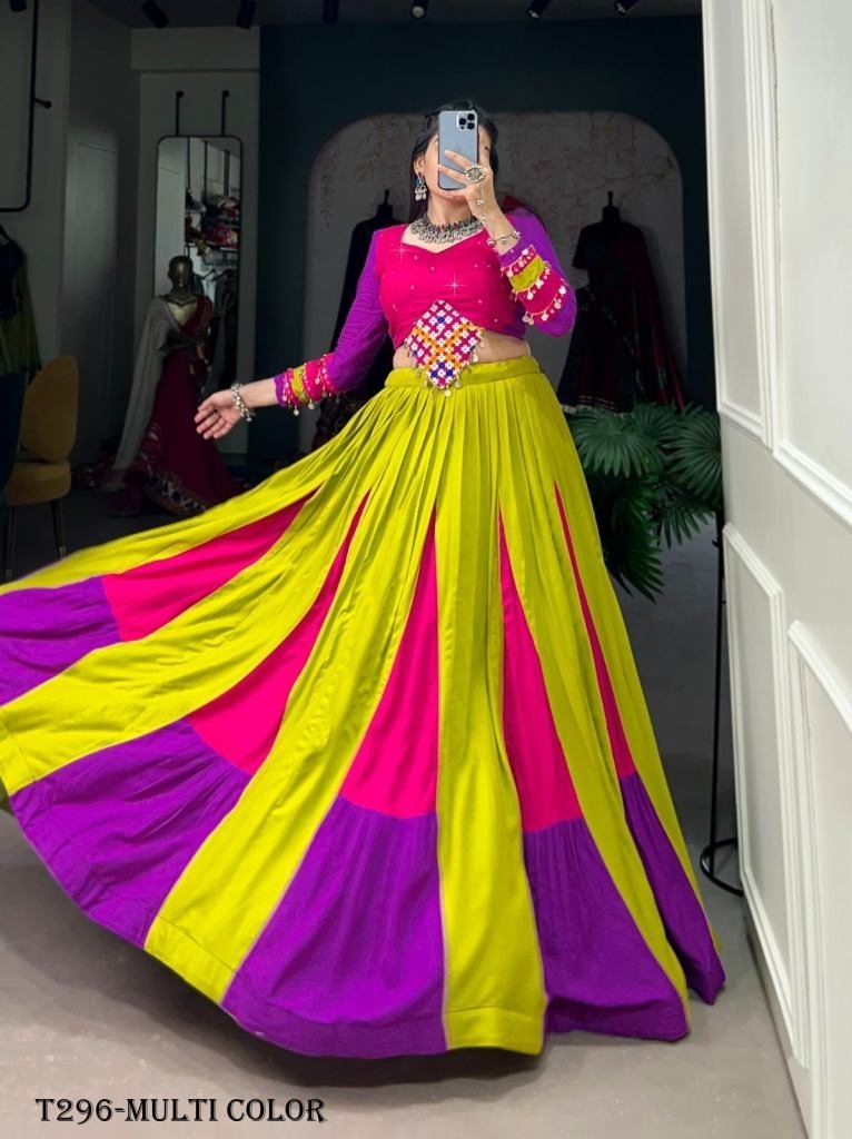 navratri wear multi color rayo 1722840921 Navratri Wear Multi Color Rayon Lehenga Choli