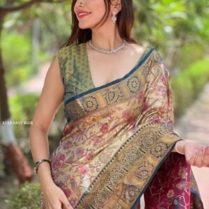 Navy Blue Dharmavaram Premium Silk Sarees With Blouse