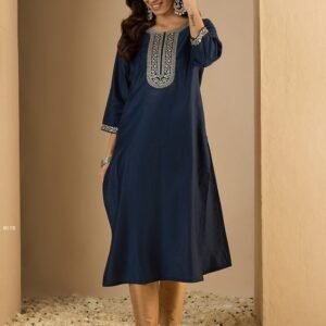 Navy Blue Indian Ethnic Wear Kurti Pant Set