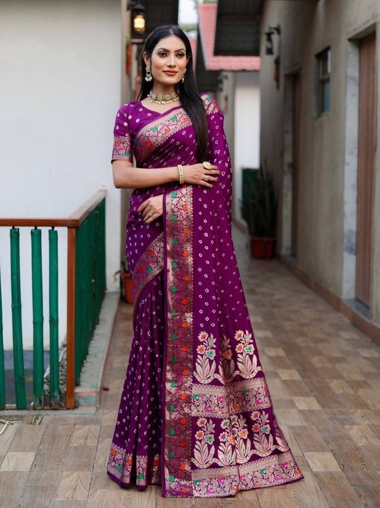 nazakat paithani bandhej silk 1711543719 Nazakat Paithani Bandhej Silk Weaving Designer Saree