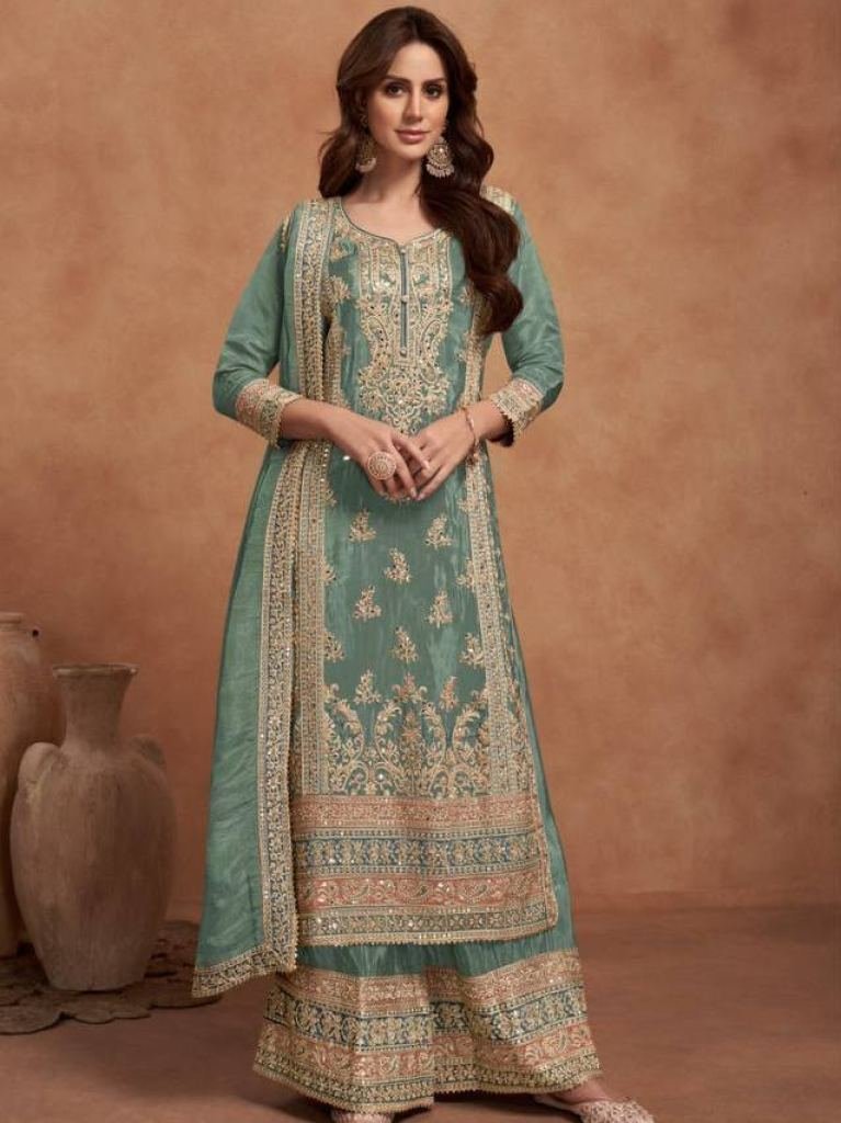 nazia semi stitch green suit b 1736509792 Nazia Semi Stitch Green Suit By Gulkayra Designer For Women