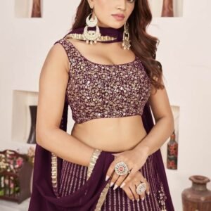 Nazneen Butterfly Vol 2 Georgette Wine Lehenga 6160