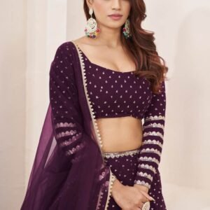 Nazneen Butterfly Vol 2 Georgette Wine Lehenga 6162