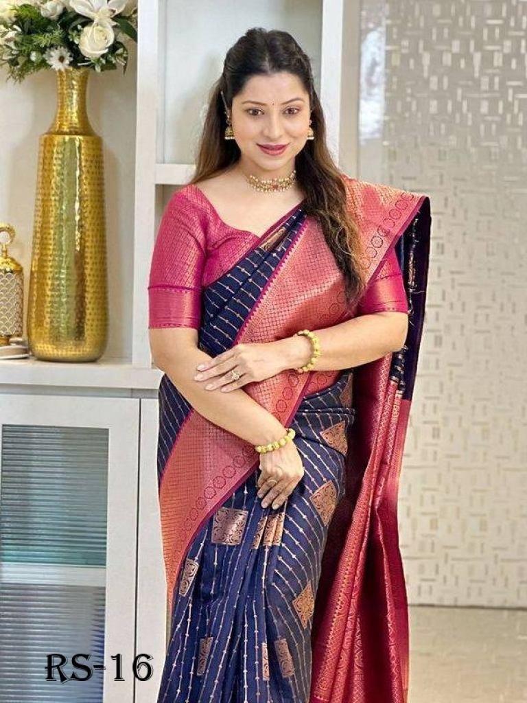nevy blue wedding rich pallu p 1716017443 Nevy Blue Wedding Rich Pallu Pure Silk Saree With Brocade Blouse