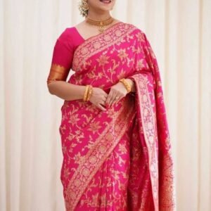 New Arrival Banarasi Soft Silk Pink Saree