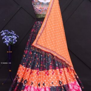 New Arrival Digital Print Muslin Cotton Semi Stitched Lehenga Choli For Navratri