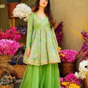 New Arrival Fancy Tabby Organza Alia Cut Sharara Suits
