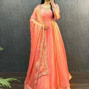 New Arrival Fendy Silk Gown With Dupatta