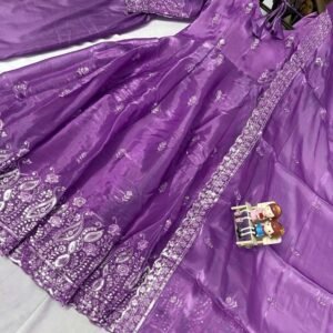 New Arrival Jimmy Choo Purple Embroidery Work Anarkali Suit