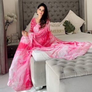 New Arrival Pink Designer Pure Soft Rangoli Silk Saree