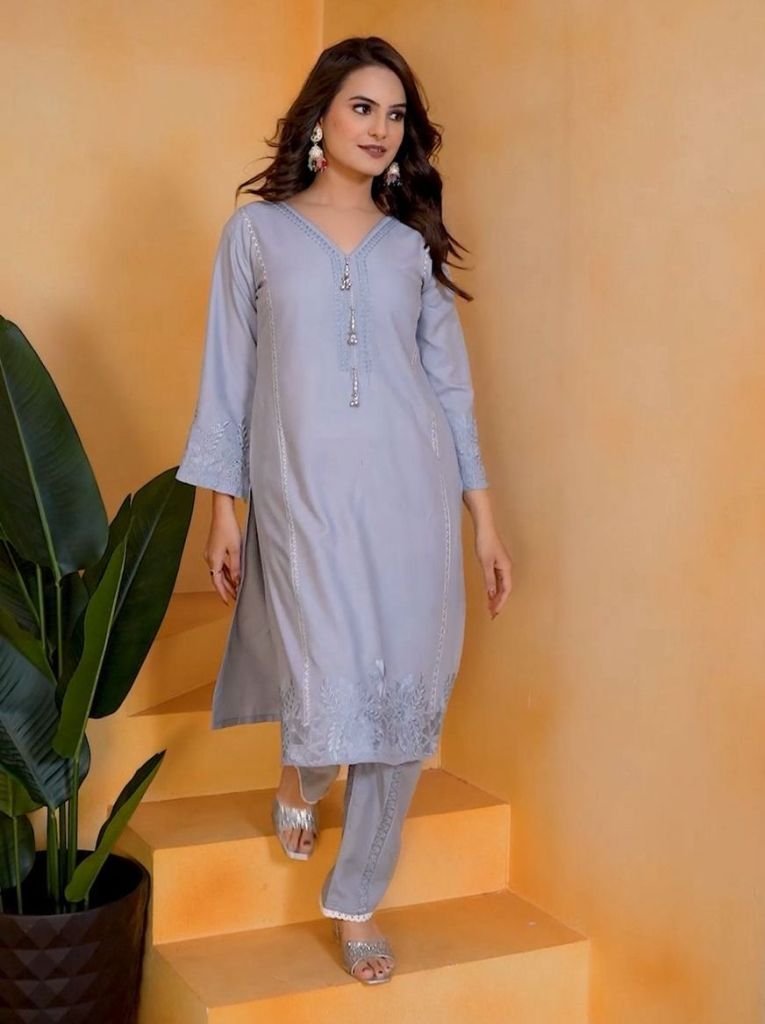 new arrival rayon embroidery w 1749466493 New Arrival Rayon Embroidery Work Co Ord Set