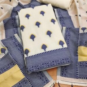 New Banarasi Resham Cotton Blue Salwar Suit Material