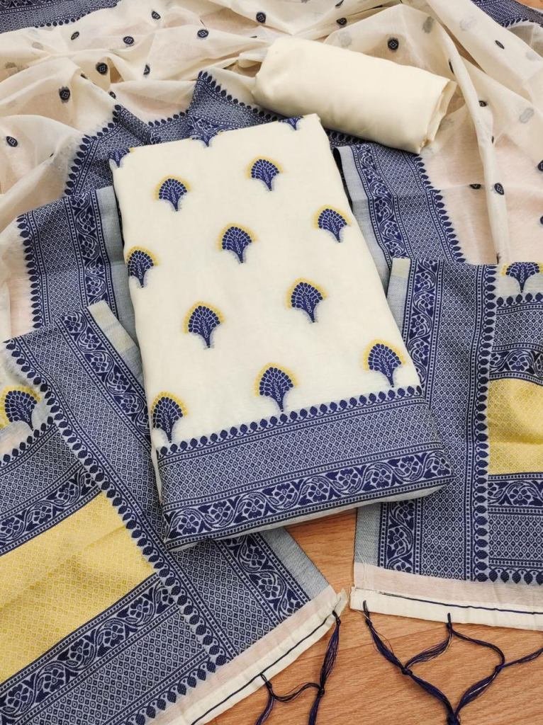 new banarasi resham cotton blu 1728986542 New Banarasi Resham Cotton Blue Salwar Suit Material