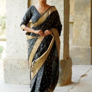 New Bandhani Black Soft Silk Saree