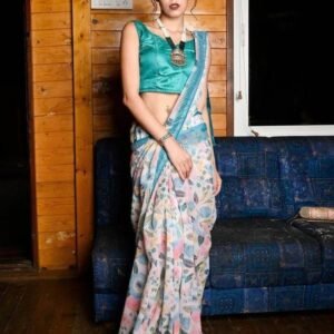 New Banglory White Georgette Sequence Work Saree