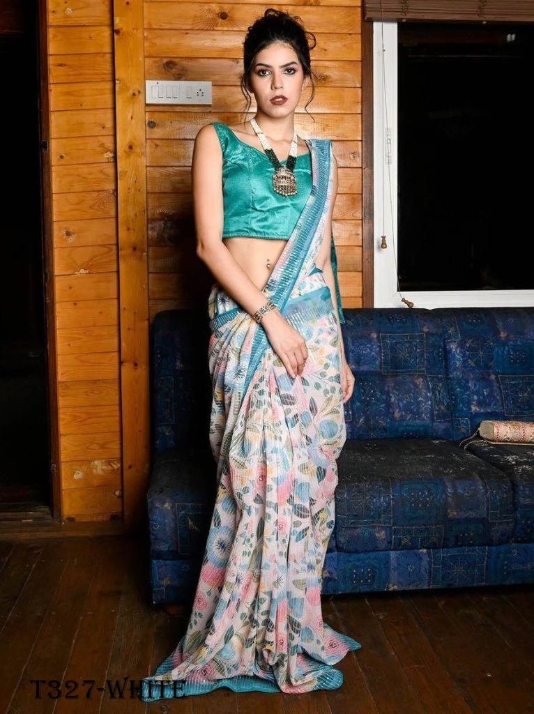 new banglori white georgette s 1723871630 New Banglory White Georgette Sequence Work Saree