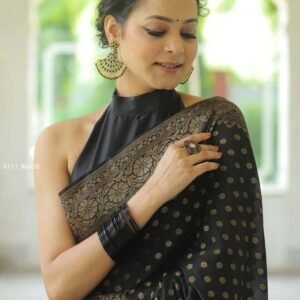 New Black Rich Silk Saree For Weddings