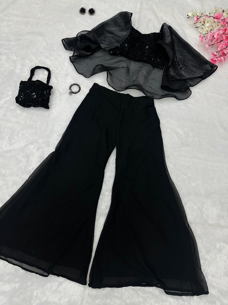 new black sequin crop top with 1734436729 New Black Sequin Crop Top With Palazzo